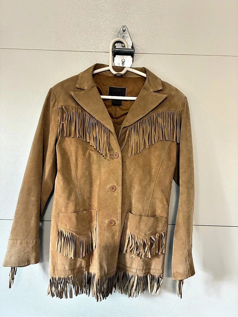 Brandon Thomas Western Fringe Suede Jacket Brown Medium